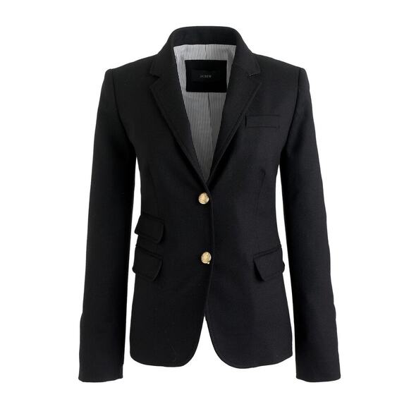 J. Crew Long Sleeve Notch Lapel Single Breasted Schoolboy Blazer Black Women's 4 - Picture 1 of 8